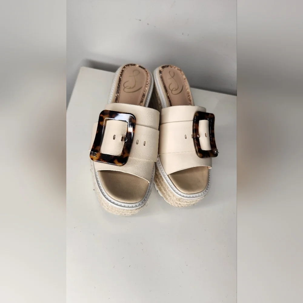 Women's Sam Edelman Cream Espadrille Platform Sandals - Picture 6 of 8